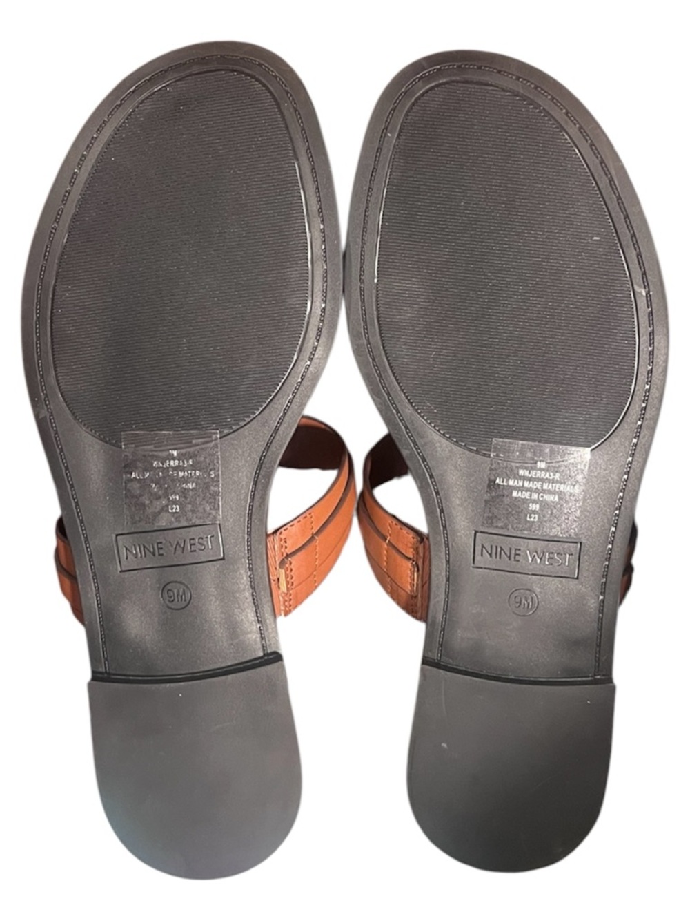 Nine West Tan Sandals Gold Buckle Detail Size 9 - Picture 5 of 7